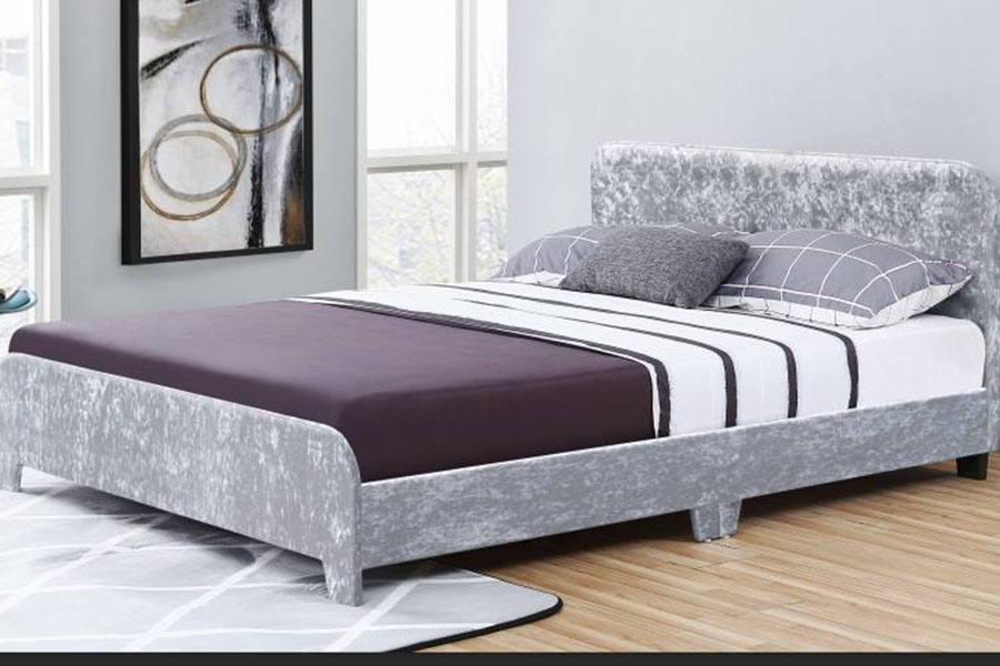 1142-3 Cama tapizada de paquete único de tela de lino moderna