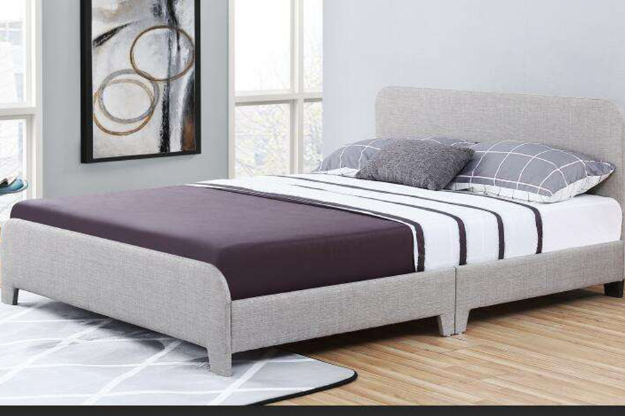 1142-3 Cama tapizada de paquete único de tela de lino moderna