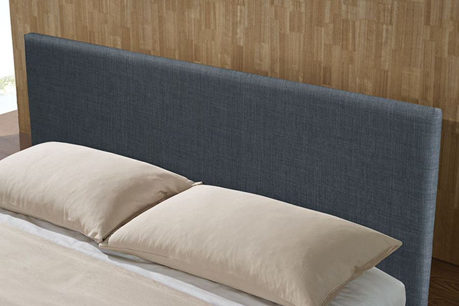 1142-2 Marco de cama tamaño queen de madera, tela de lino, estilo americano