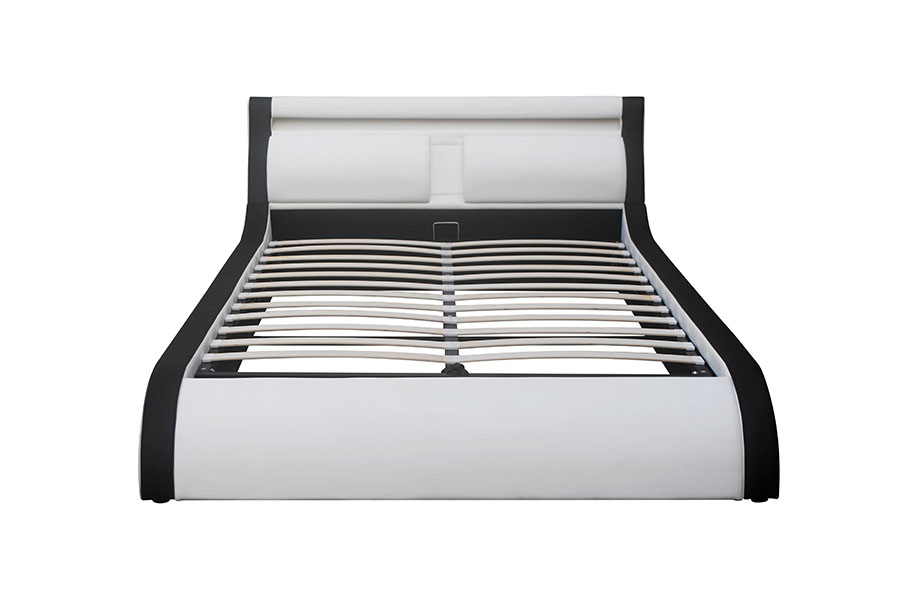 1175-1G Cama de cuero PU otomana con elevación de gas LED suave y cojín