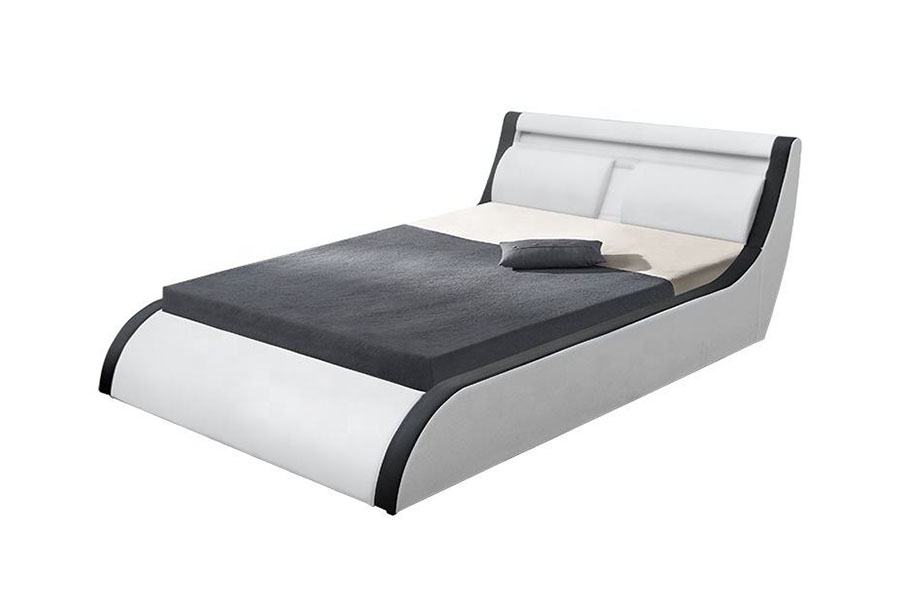 1175-1G Cama de cuero PU otomana con elevación de gas LED suave y cojín