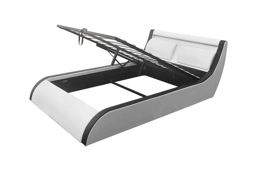 1175-1G Cama de cuero PU otomana con elevación de gas LED suave y cojín