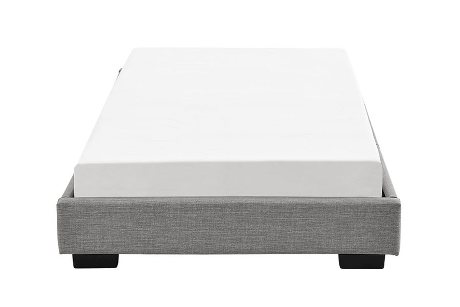 1159A Cama King Queen tapizada con marco de madera maciza de lino