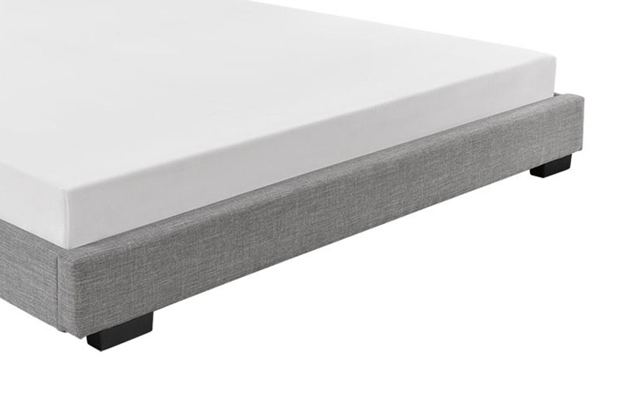 1159A Cama King Queen tapizada con marco de madera maciza de lino