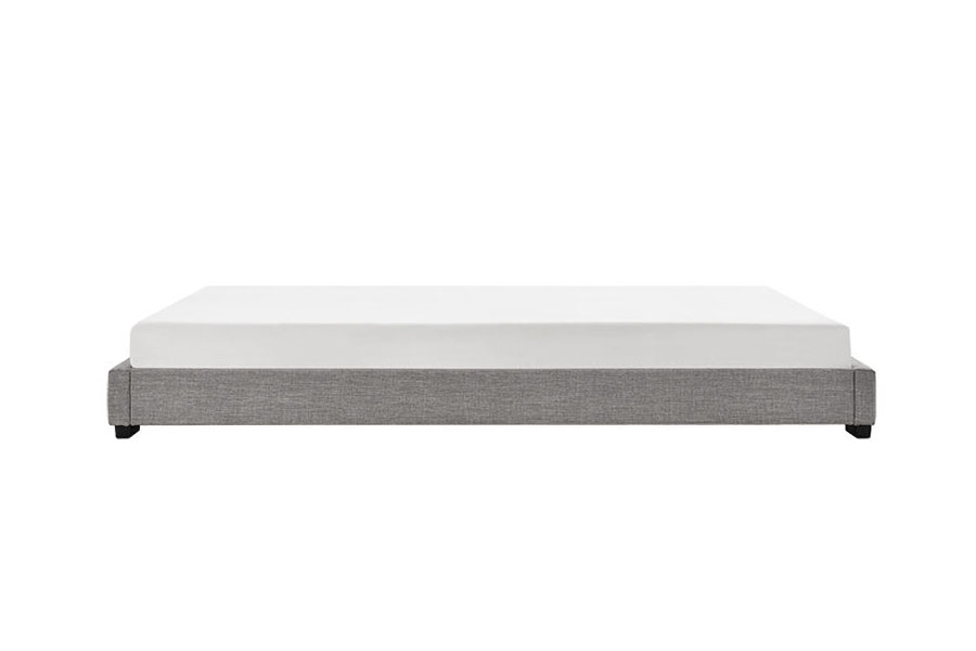 1159A Cama King Queen tapizada con marco de madera maciza de lino