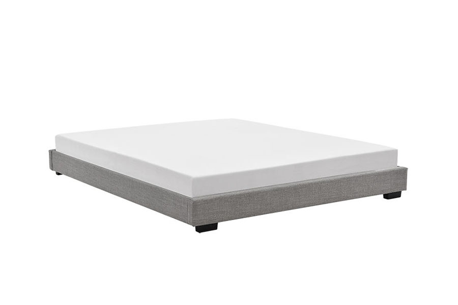 1159A Cama King Queen tapizada con marco de madera maciza de lino