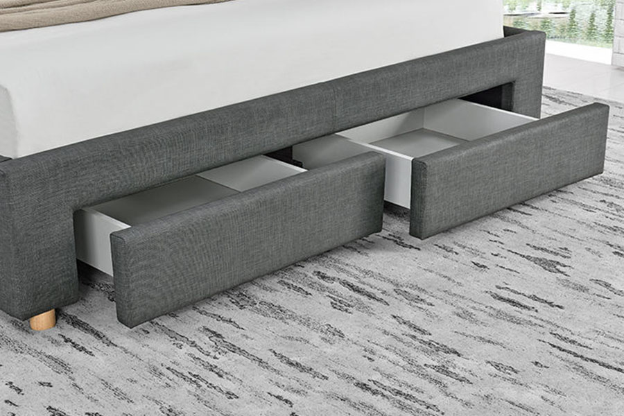 1216D Estructura de cama con almacenamiento tapizada de tela minimalista con cuatro cajones