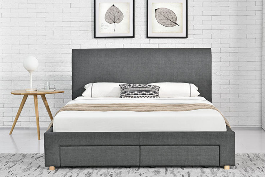 1216D Estructura de cama con almacenamiento tapizada de tela minimalista con cuatro cajones