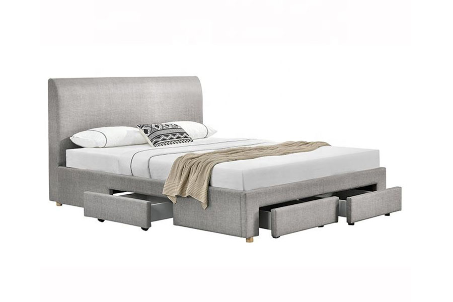 1216D Estructura de cama con almacenamiento tapizada de tela minimalista con cuatro cajones