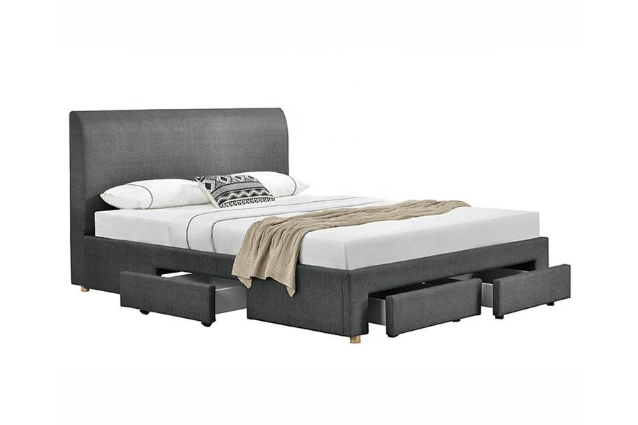 1216D Estructura de cama con almacenamiento tapizada de tela minimalista con cuatro cajones