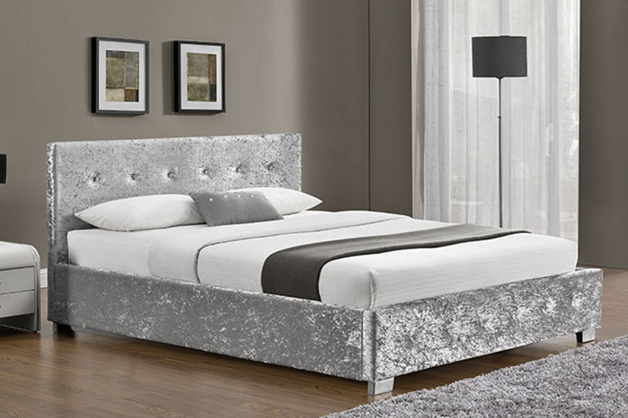 1191G Estructura de cama con almacenamiento tapizada tamaño king otomana de tela