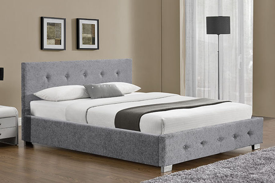 1191G Estructura de cama con almacenamiento tapizada tamaño king otomana de tela