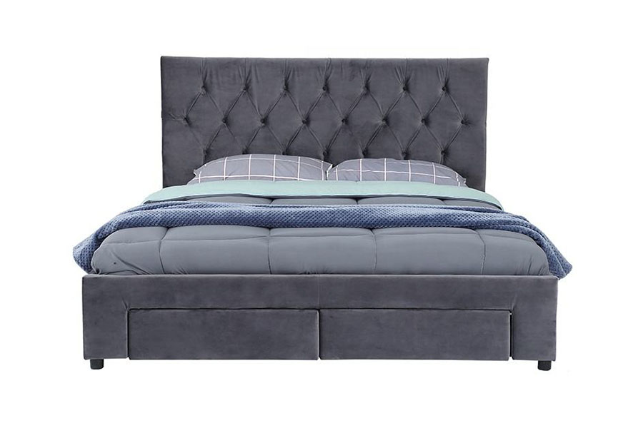 1406D Estructura de cama tapizada con cajón y base de madera de terciopelo King