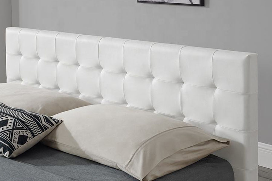 Marco de cama tapizado otomano interior de cuero sintético negro 1405G