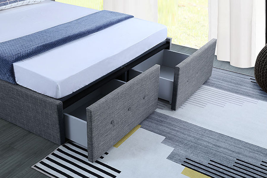 1326DG Marco de cama tapizado con cajón de almacenamiento Queen de tela estilo panel con elevación a gas