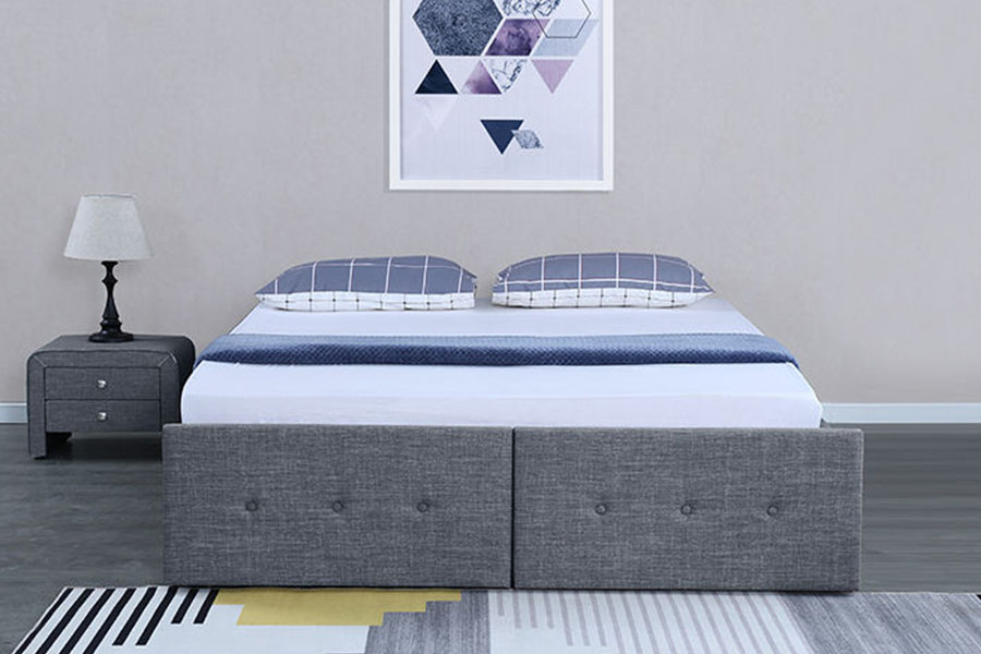 1326DG Marco de cama tapizado con cajón de almacenamiento Queen de tela estilo panel con elevación a gas