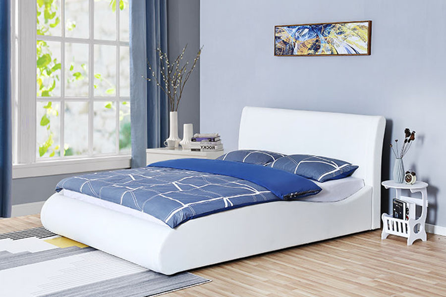 Cabecero suave de 1280G, marco de cama con almacenamiento para dormitorio con elevación a gas de cuero sintético