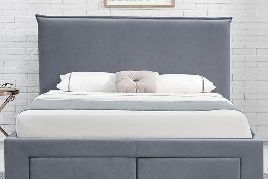 1243D Estructura de cama tamaño queen con almacenamiento y base de cajón de cuero PU sin resortes