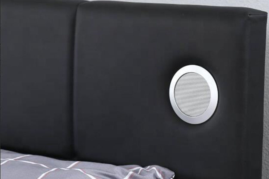 1239-1GS Estructura de cama con almacenamiento y elevación a gas con altavoz musical LED de cuero PU
